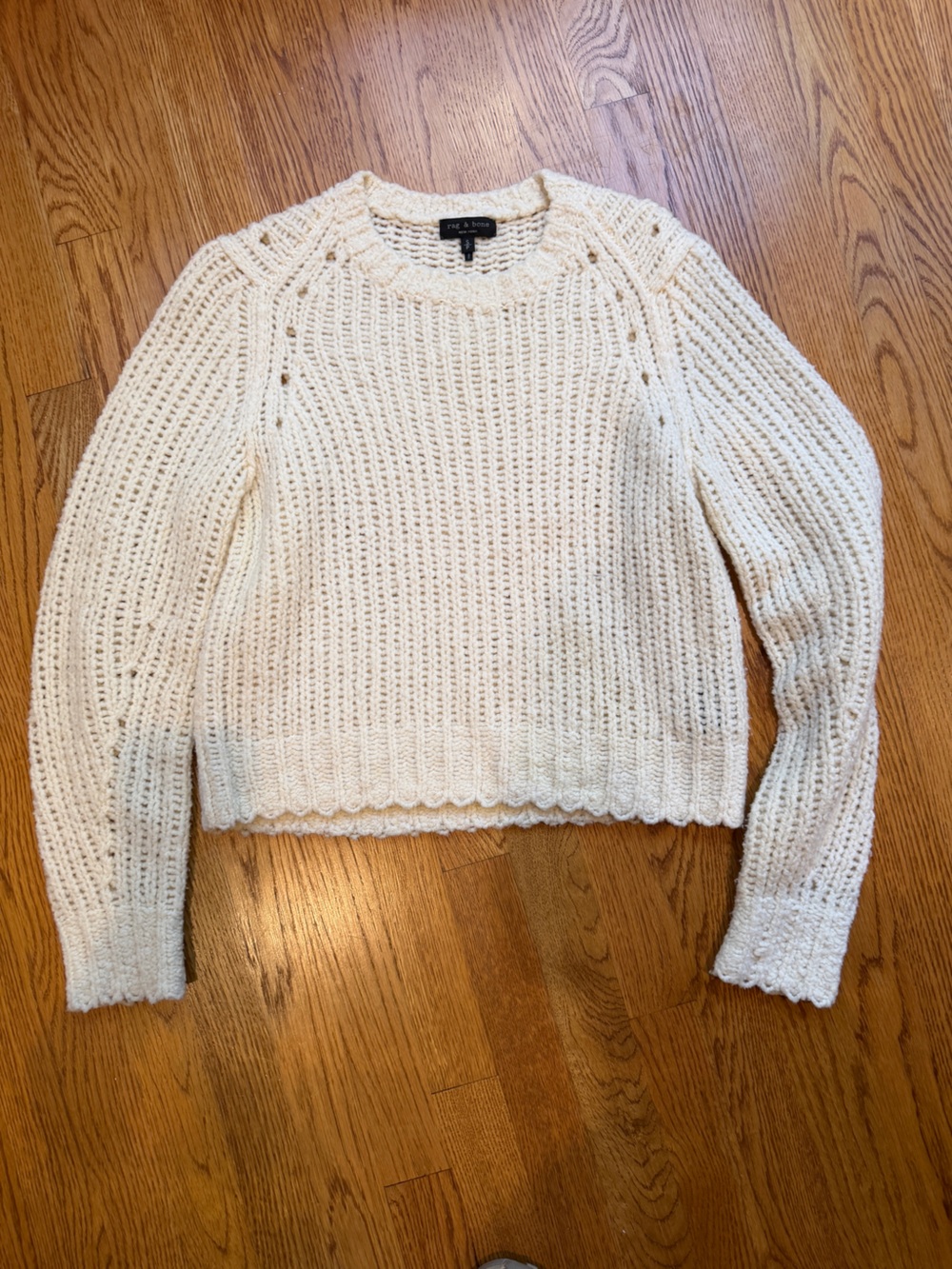 rag & bone Cream Open-Weave Scoop Neck Sweater